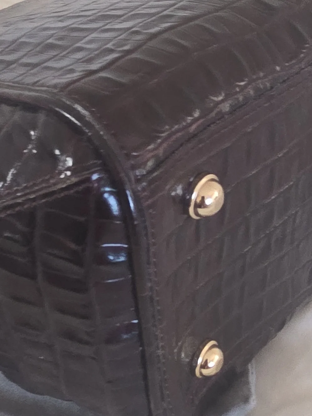 Brahmin Black Croc-Embossed Women's Satchel Bag - Gold Hardware